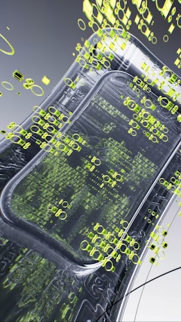 a cell phone with a lot of green dots on it