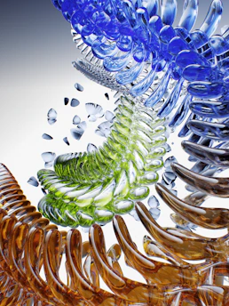 a close up of a bunch of glass objects