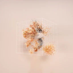 a bunch of different colored objects on a white surface