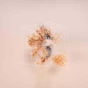 a bunch of different colored objects on a white surface