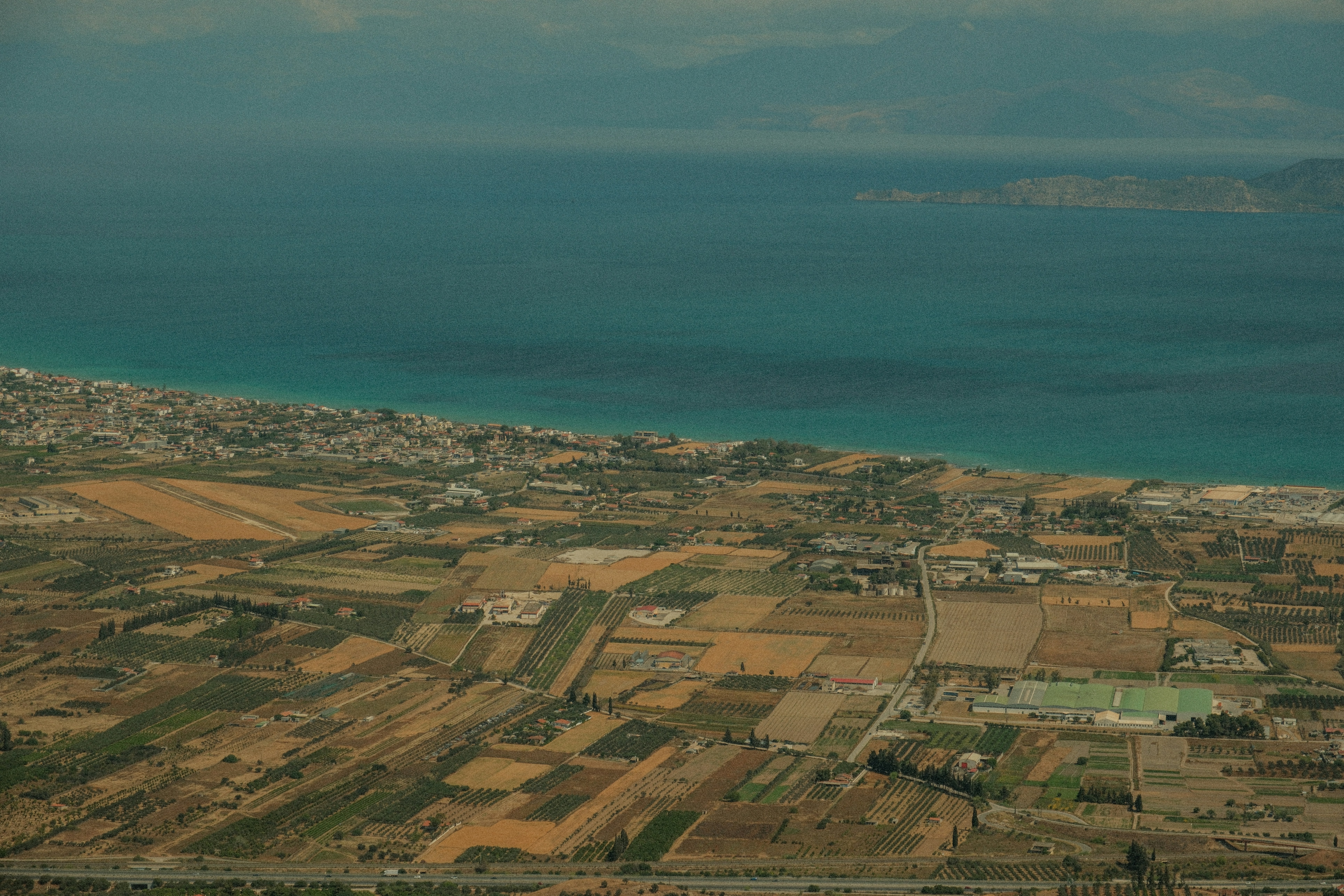 an aerial view of a large body of water