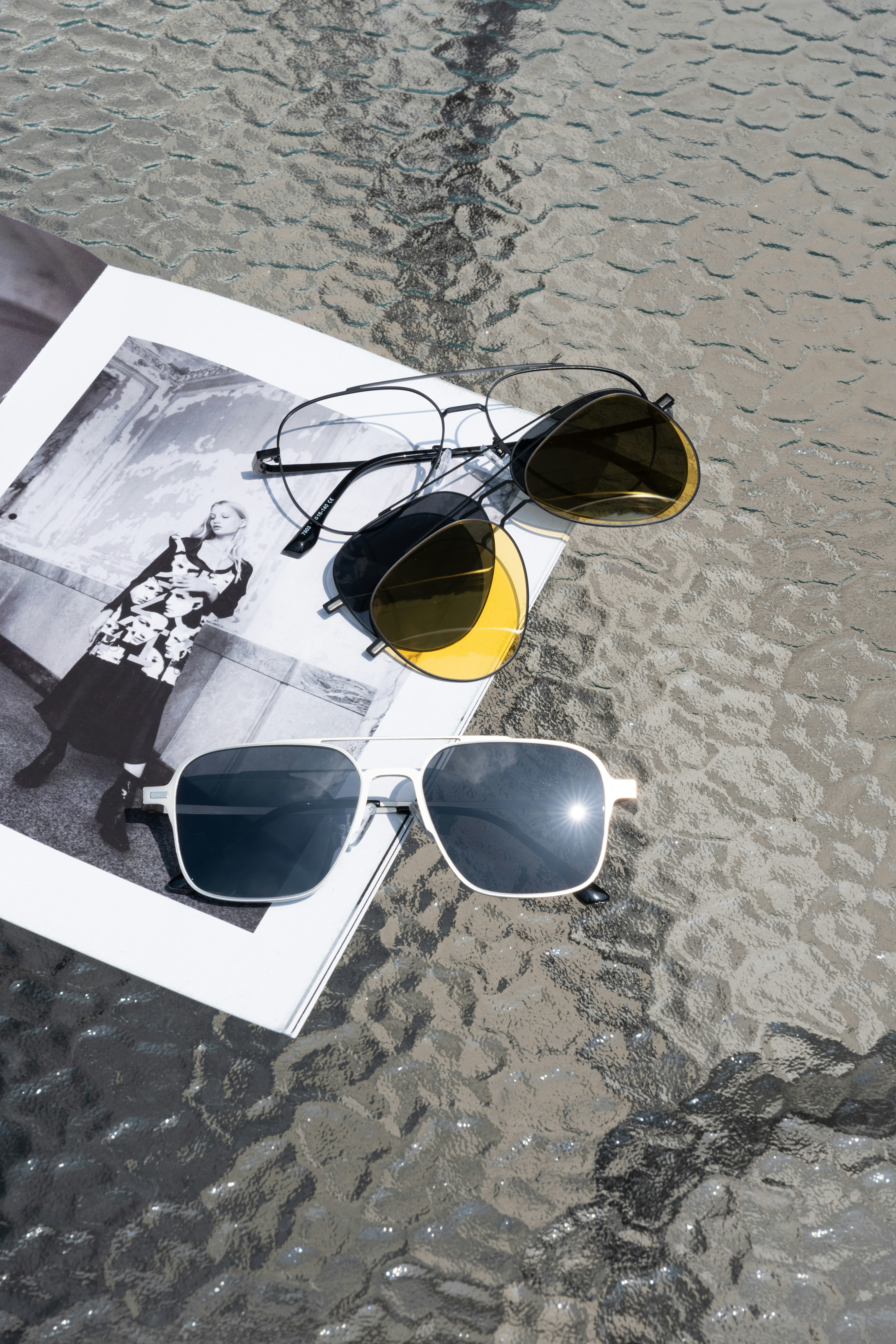 a pair of sunglasses sitting on top of a book