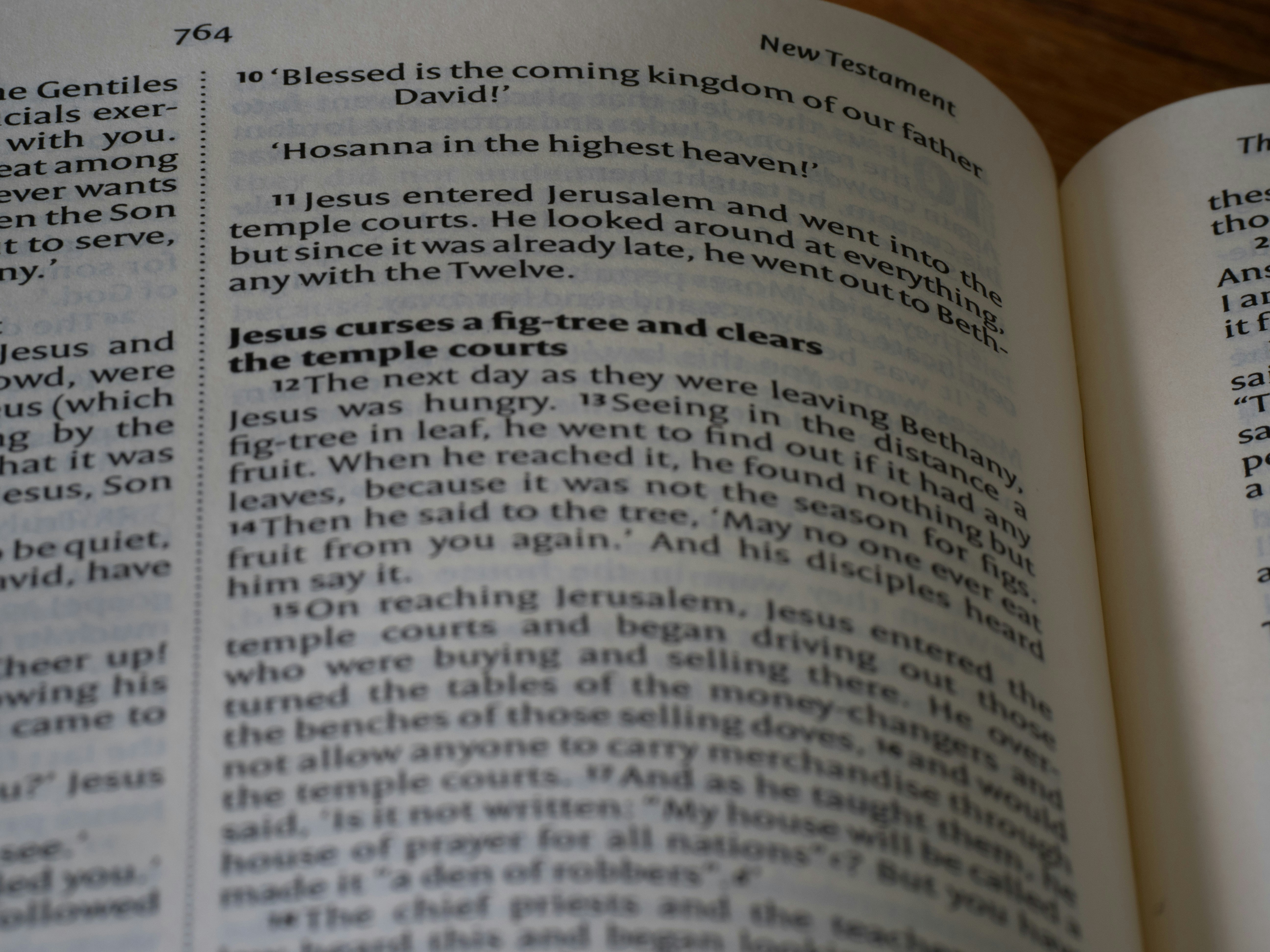a close up of an open book on a table