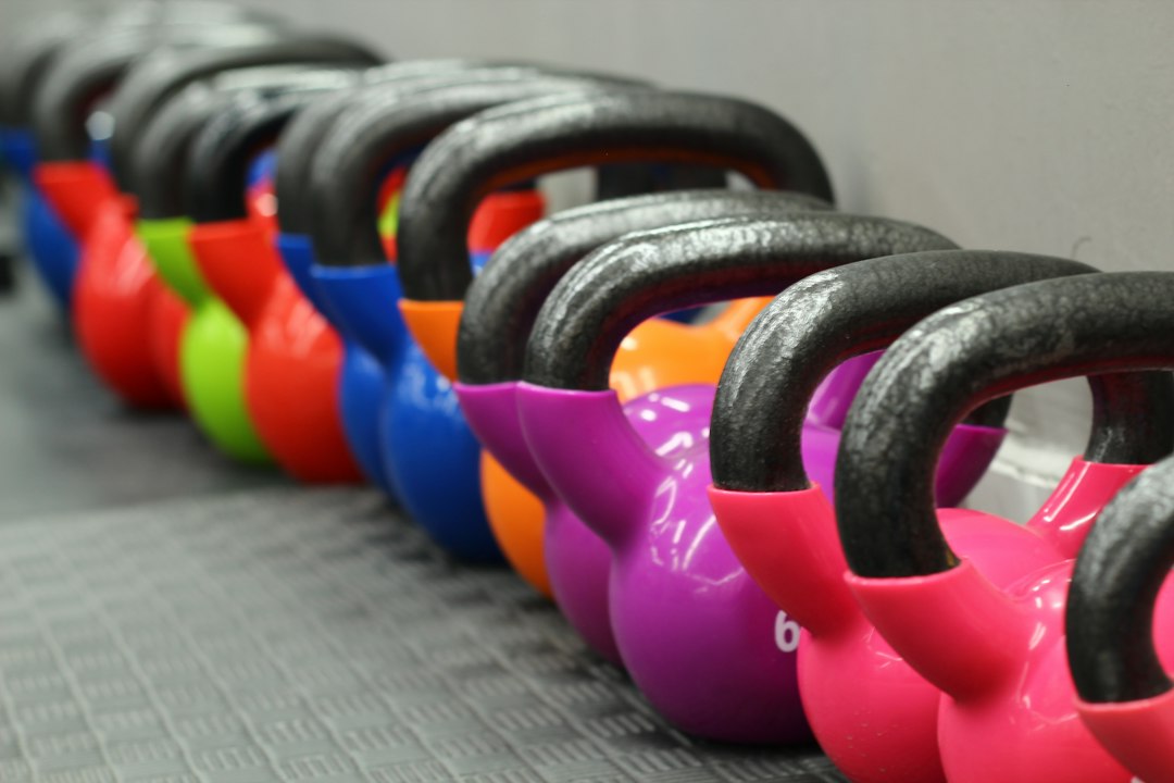 kettlebells on rack