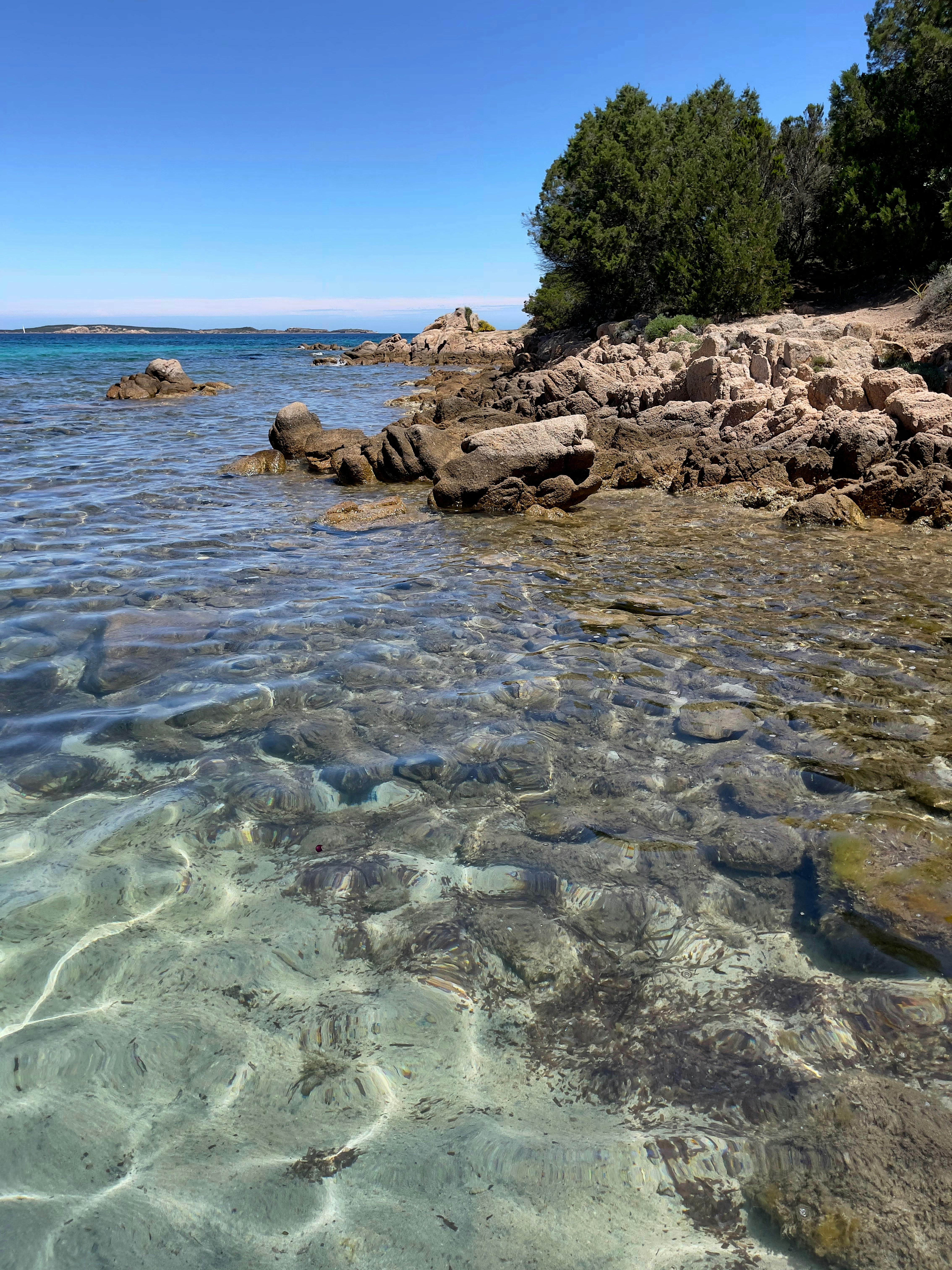 ein Gewässer, umgeben von Felsen und Bäumen