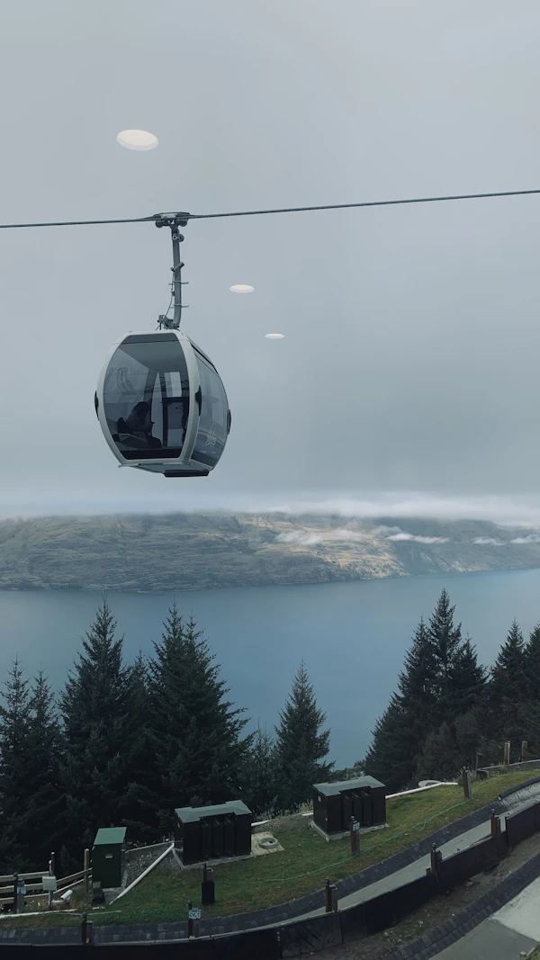 A gondola cabin above Lake Wakatipu