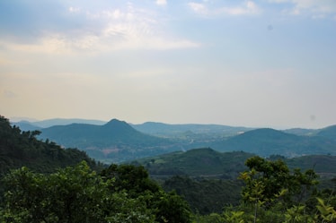 a view of a mountain range from a distance