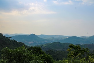 a view of a mountain range from a distance