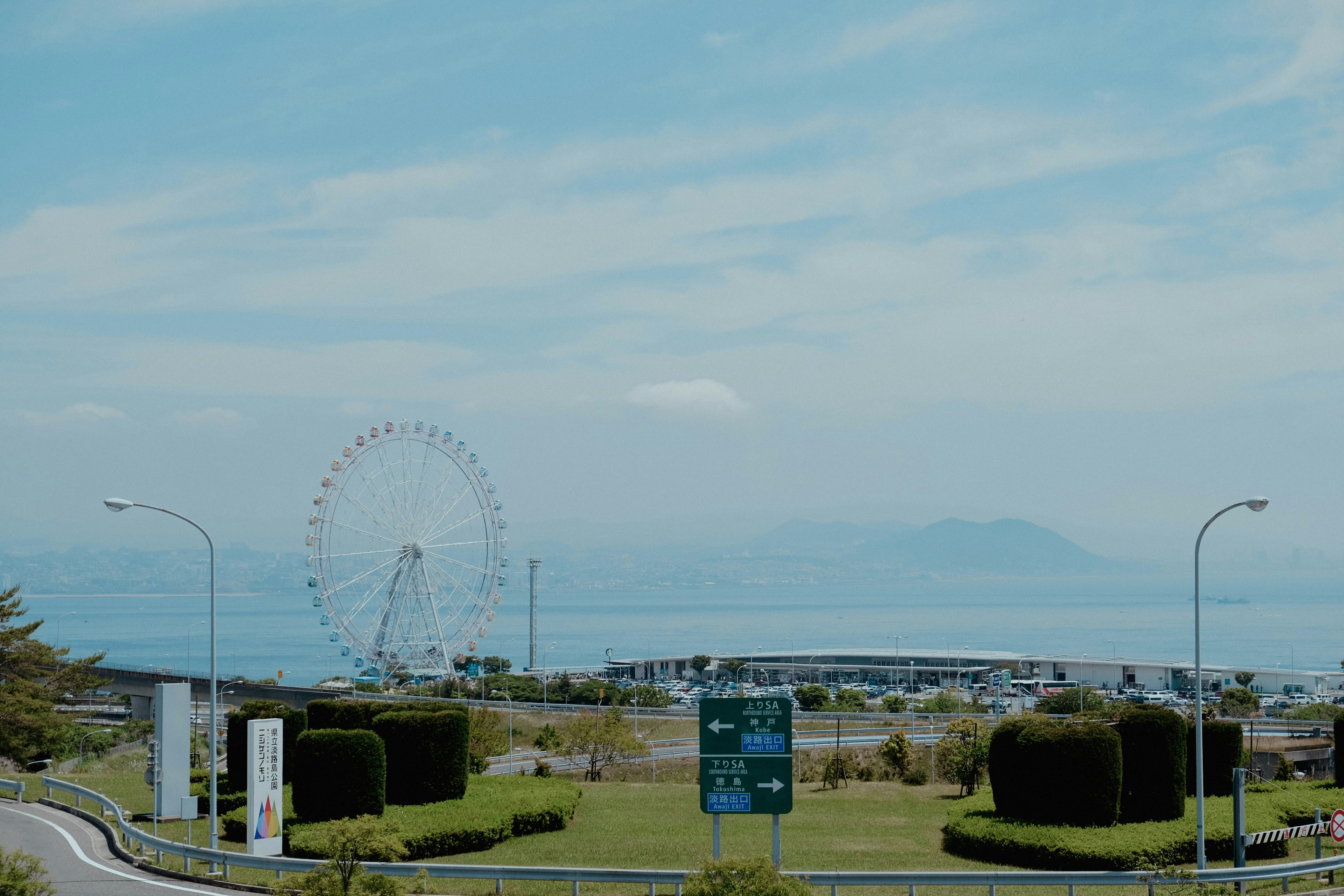 a large ferris wheel sitting on top of a lush green field
