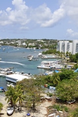 a harbor filled with lots of boats on top of a body of water