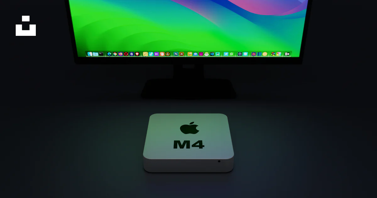 An apple computer with the m4 logo on it photo – Free Compact design ...