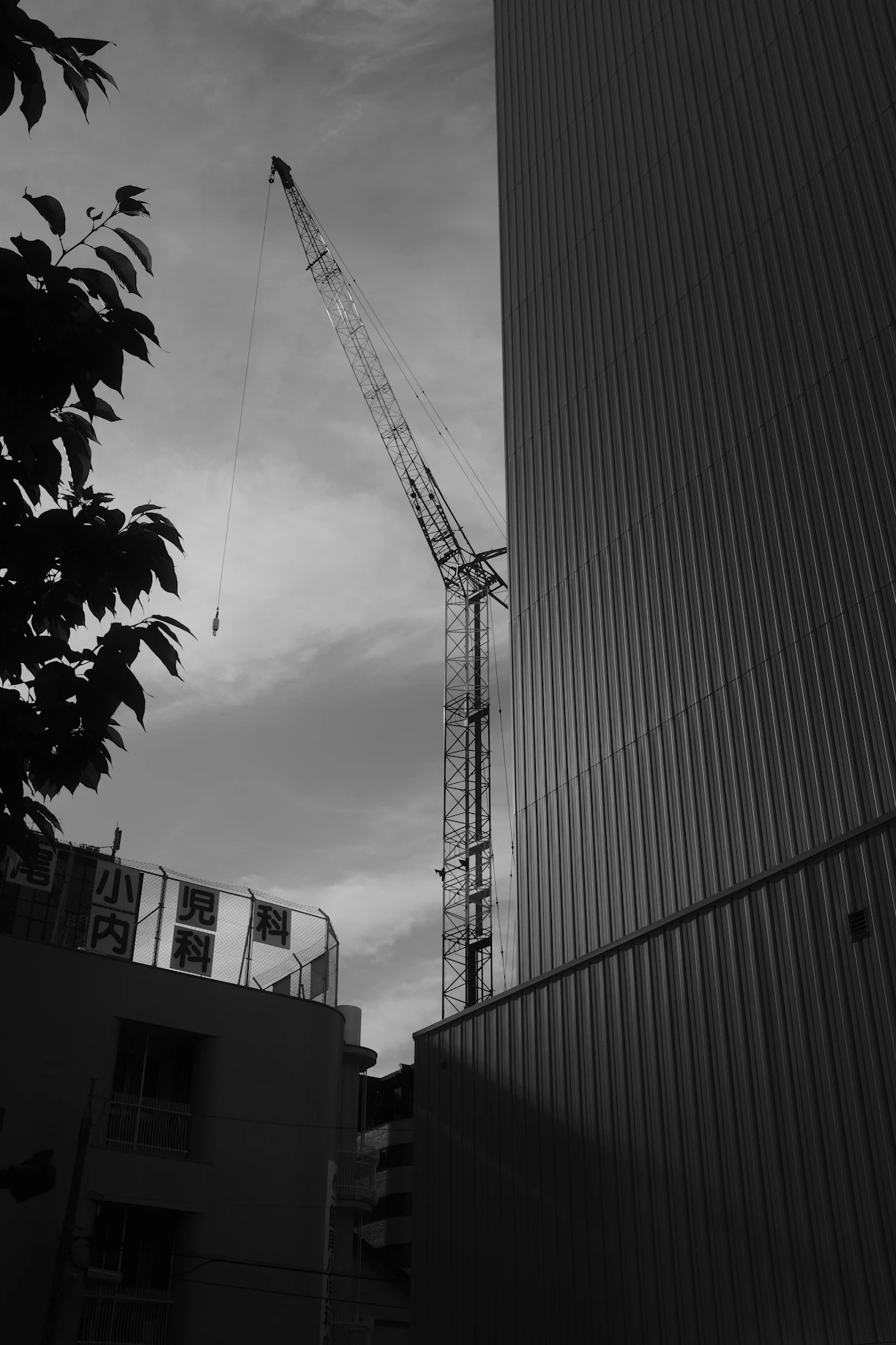 a crane that is on top of a building