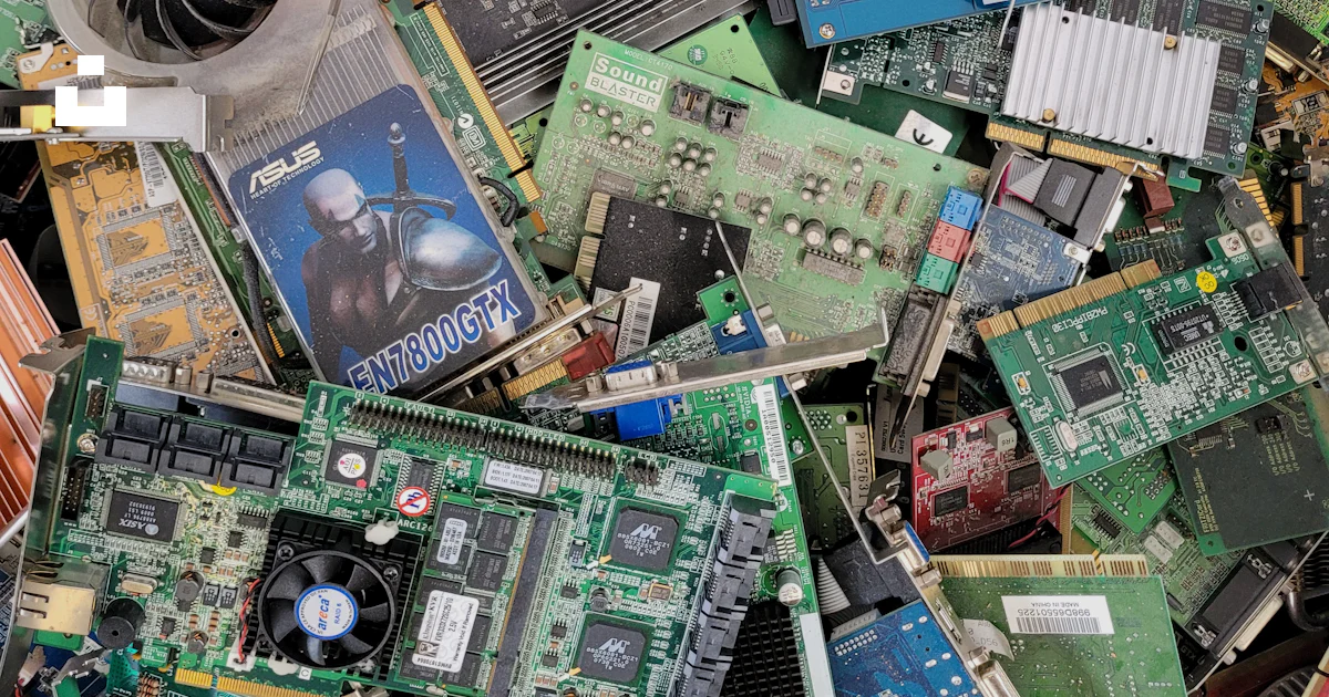 Computer Components Pile A pile of assorted electronic components sitting on top of each other ...