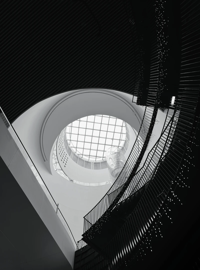 Architectural detail of a concrete and glass facade