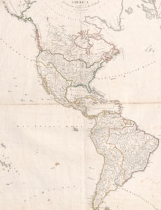 Antique map of north and south america