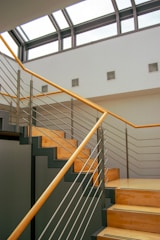 a set of stairs leading up to a second floor