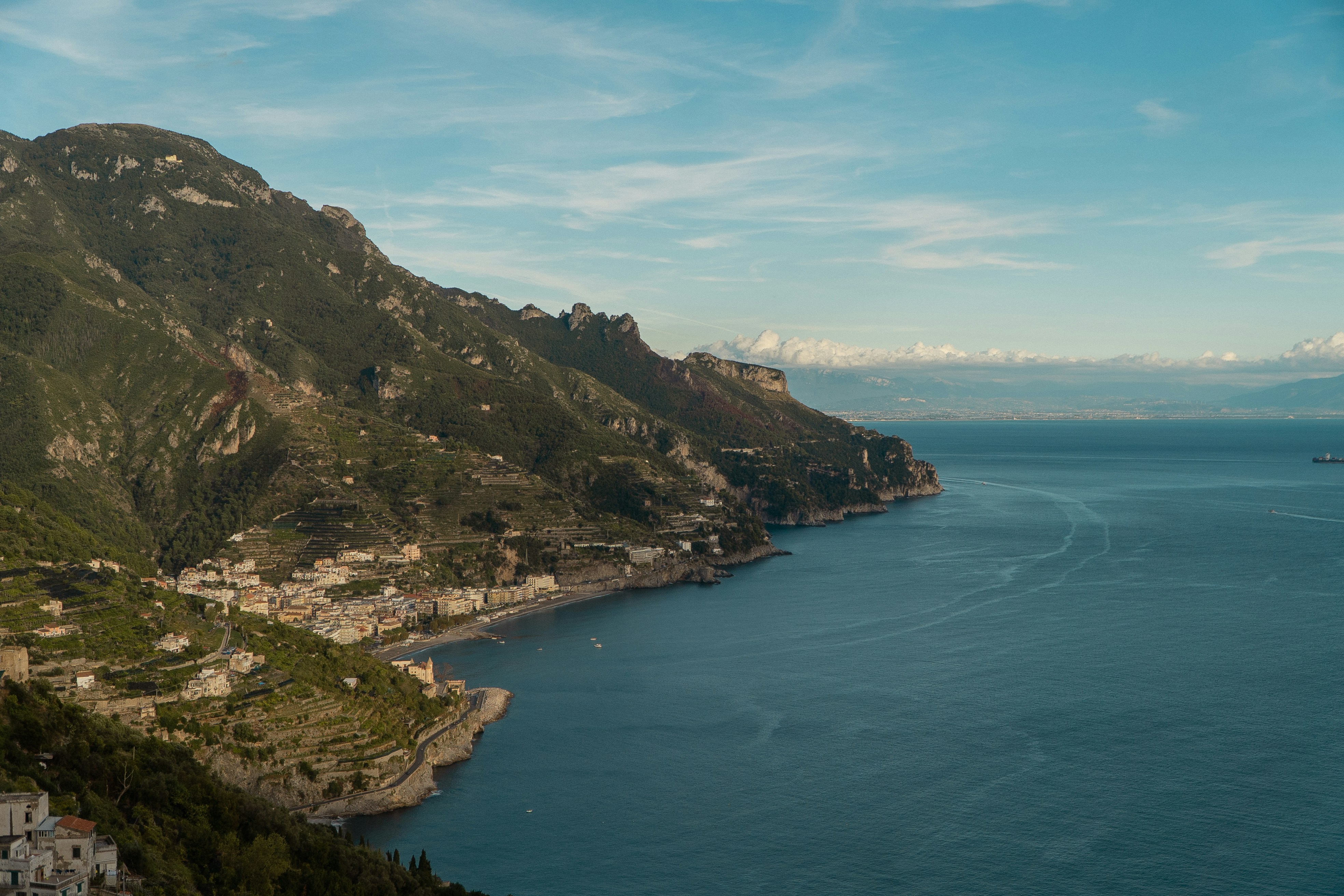 a large body of water surrounded by mountains