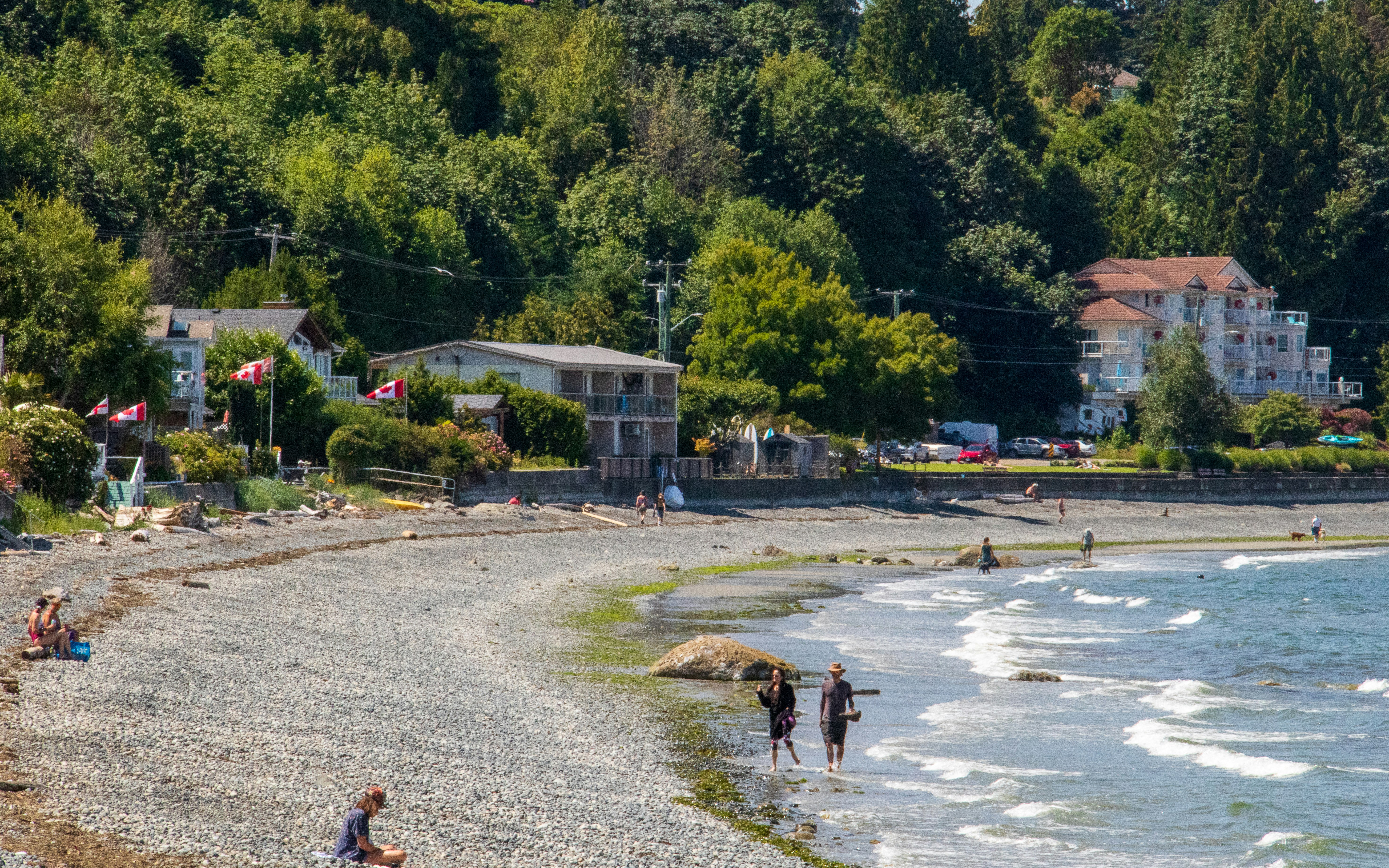 a group of people standing on top of a sandy beach