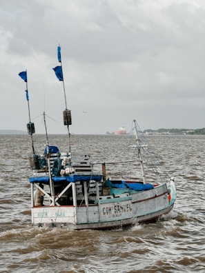a boat in the middle of a body of water