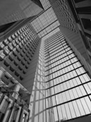 a black and white photo of a tall building