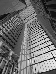 a black and white photo of a tall building