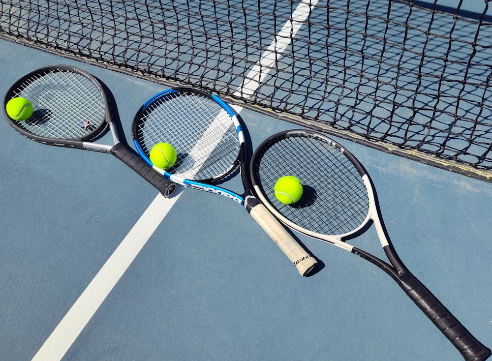 Tennis rackets and balls