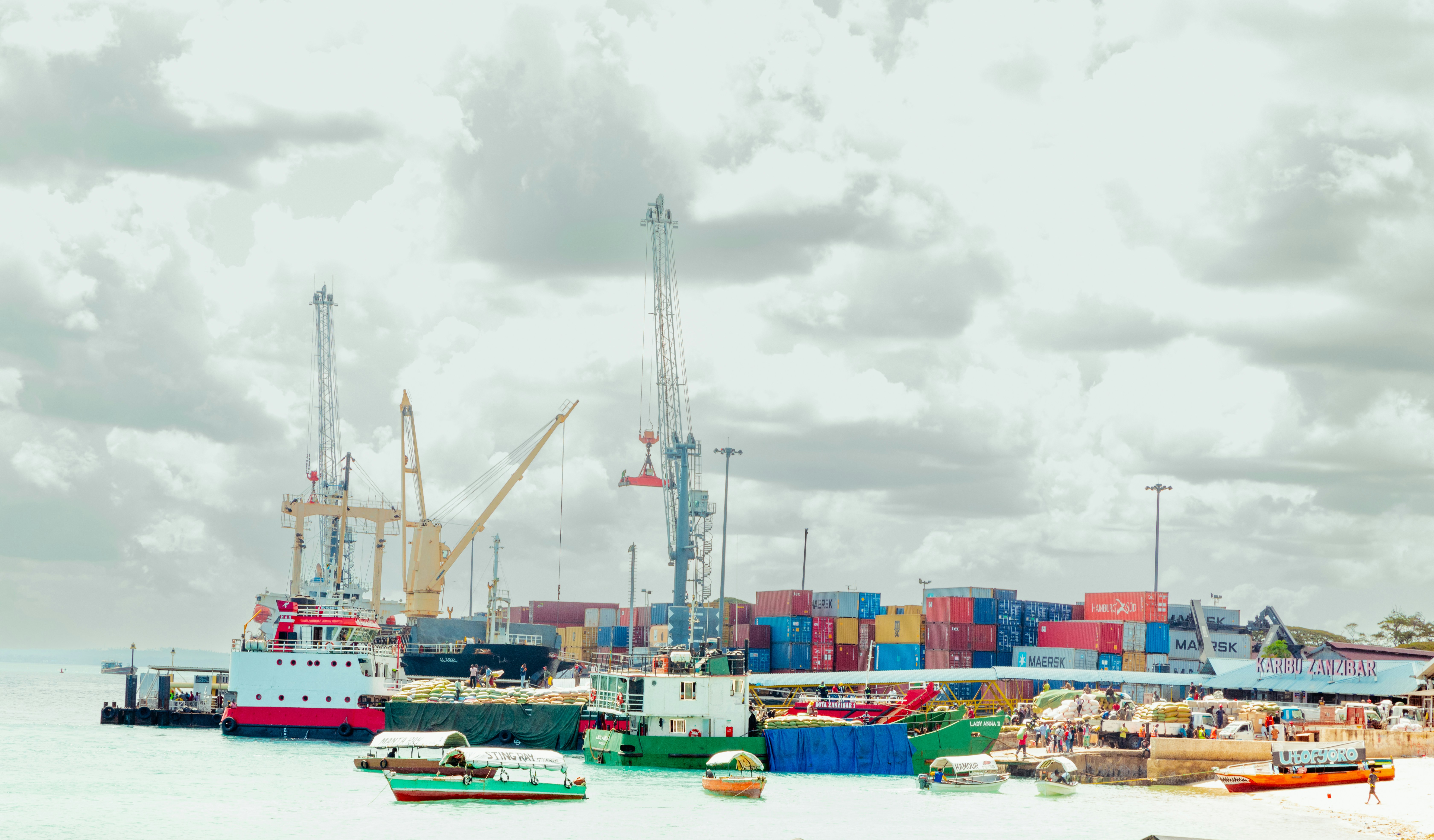 a harbor filled with lots of different colored boats