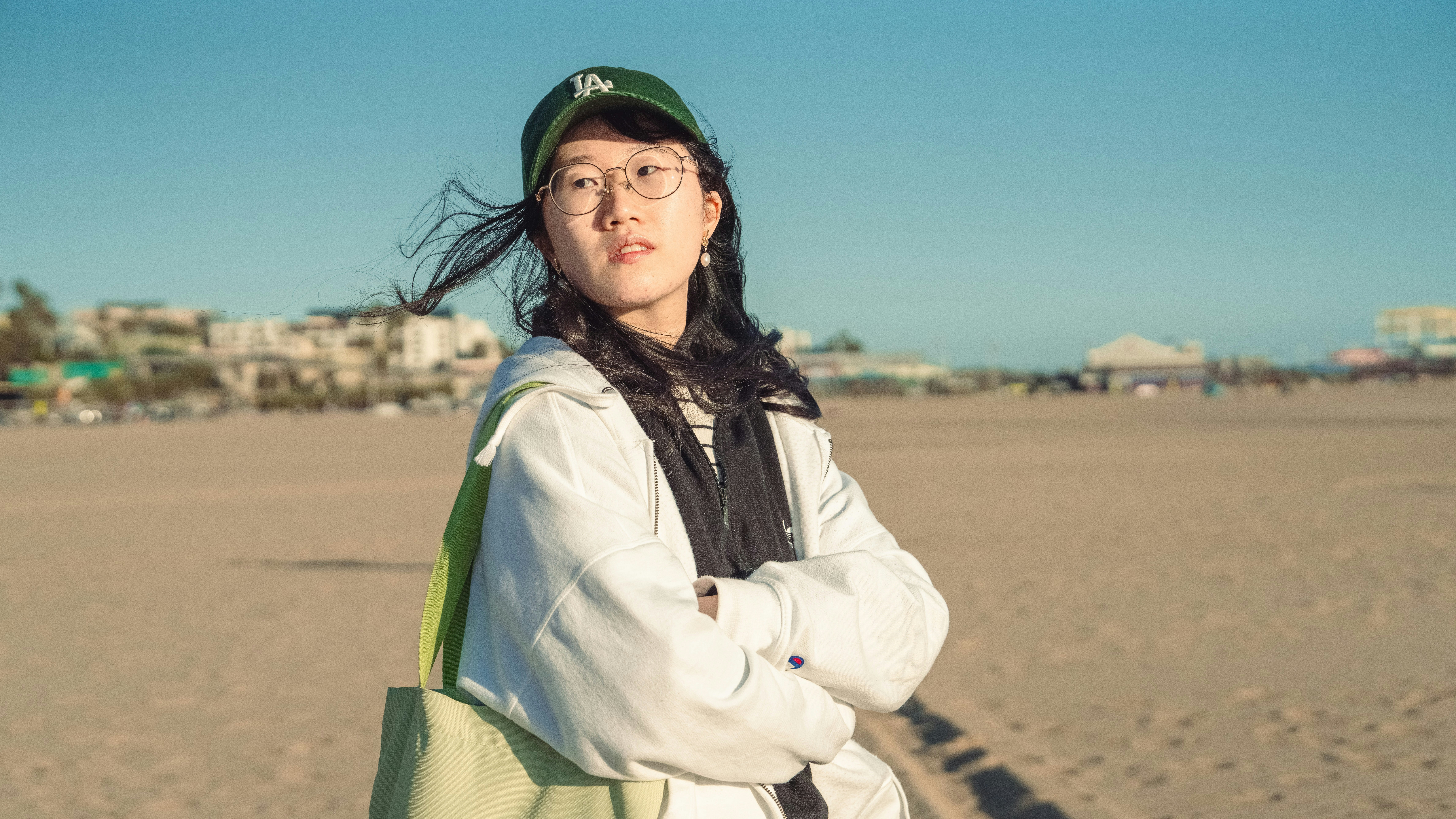 Fashionable woman at beach
