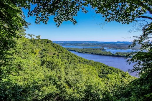 a view of a river from a hill