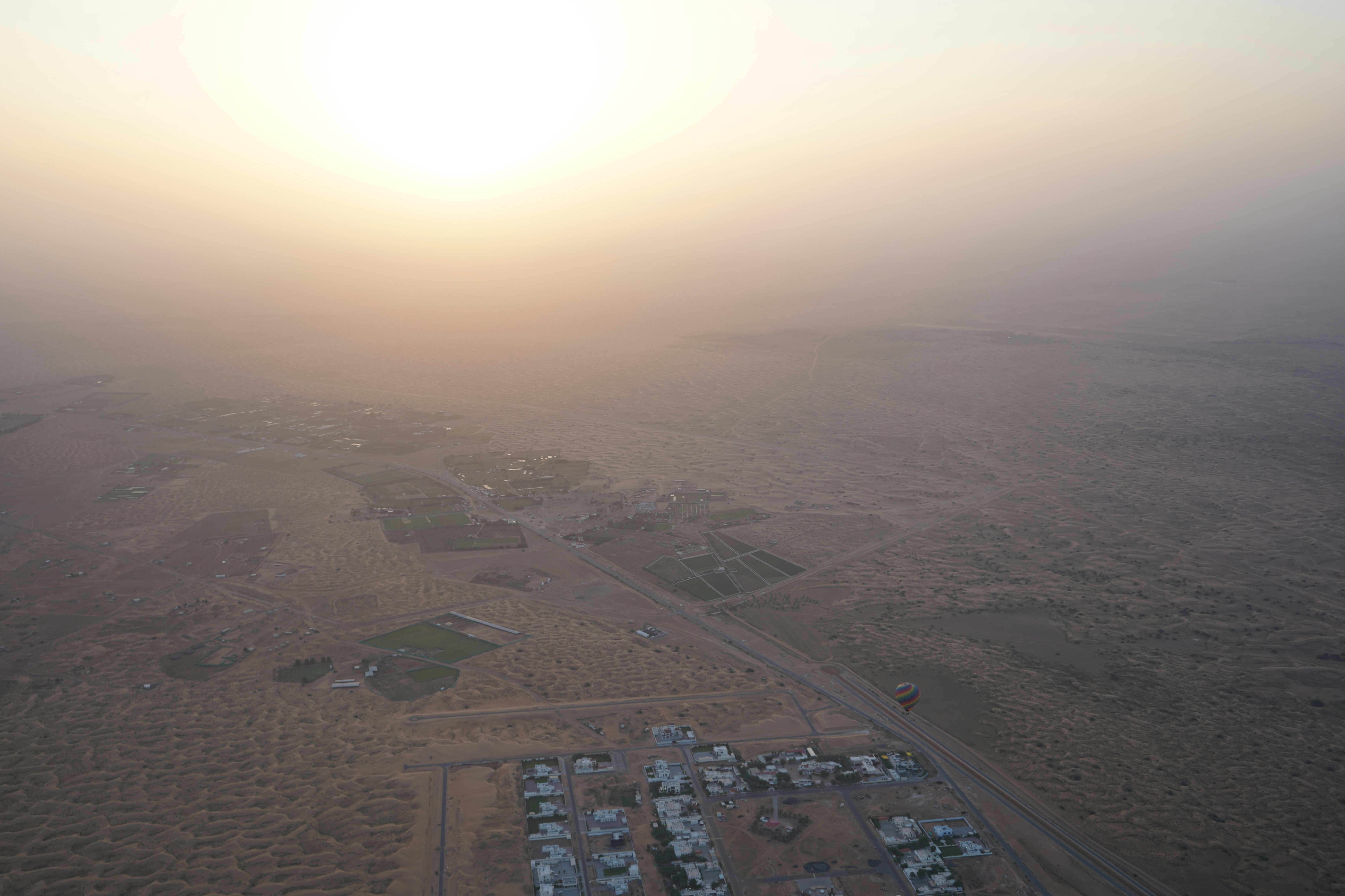 Desert settlement at sunrise