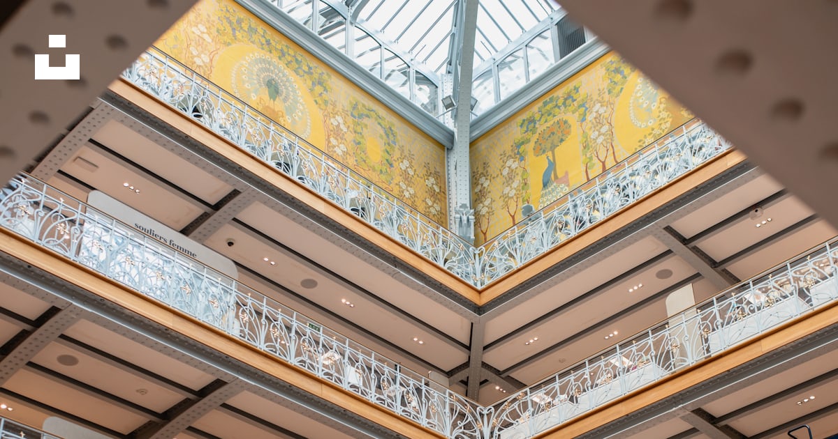 A large atrium with a skylight above it photo – Free Samaritaine Image ...