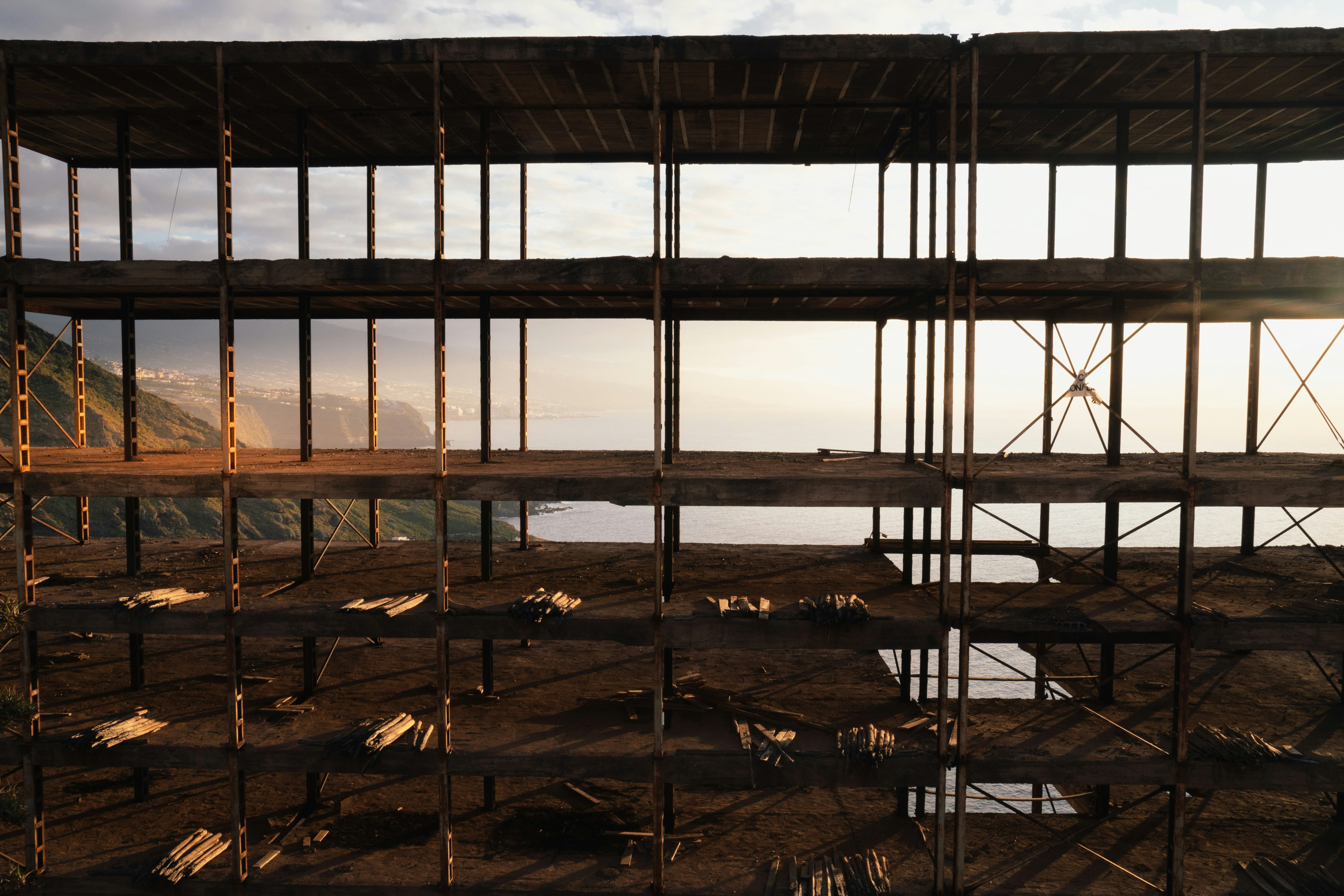 a building with scaffolding on the side of it