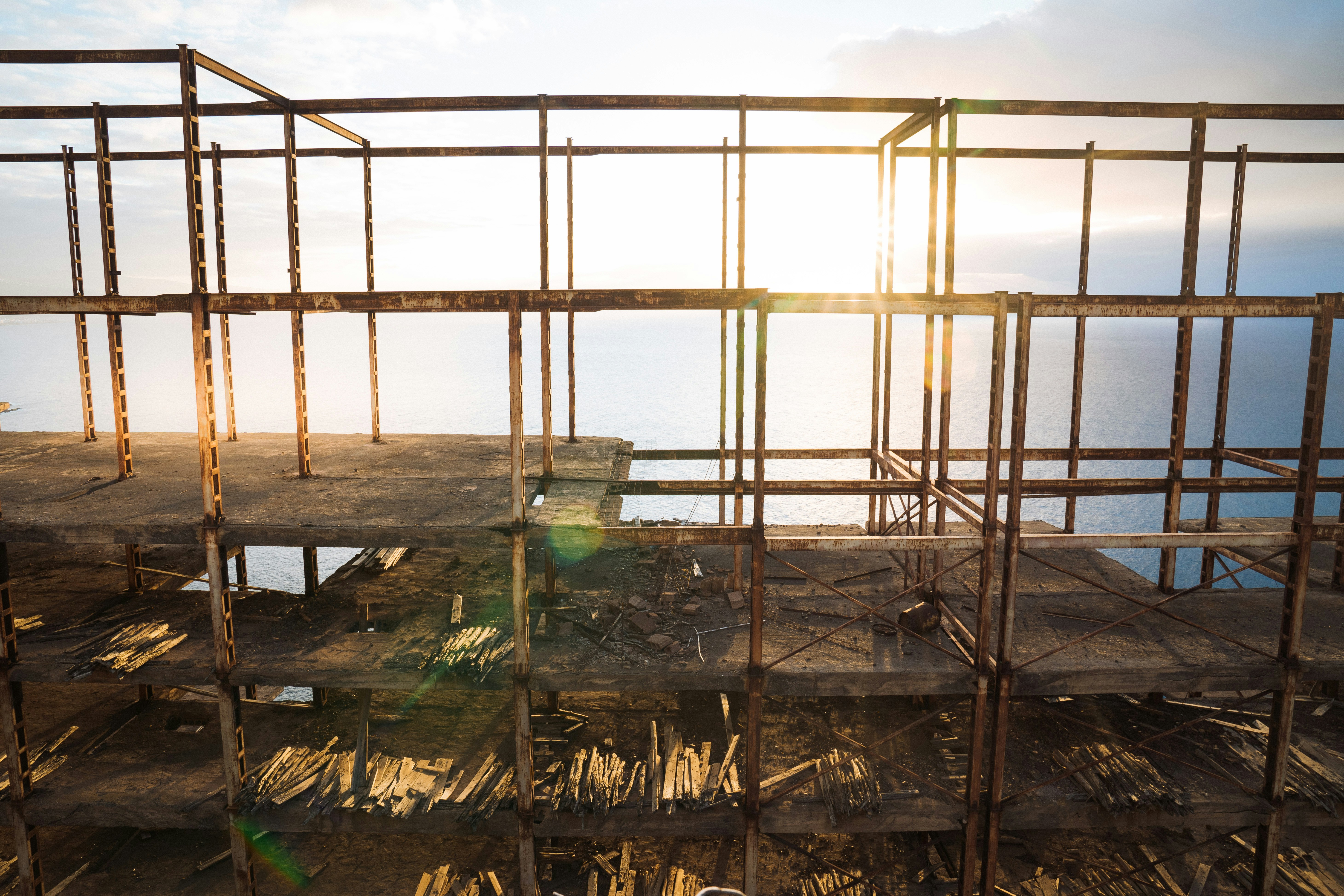 a view of a construction site with scaffolding