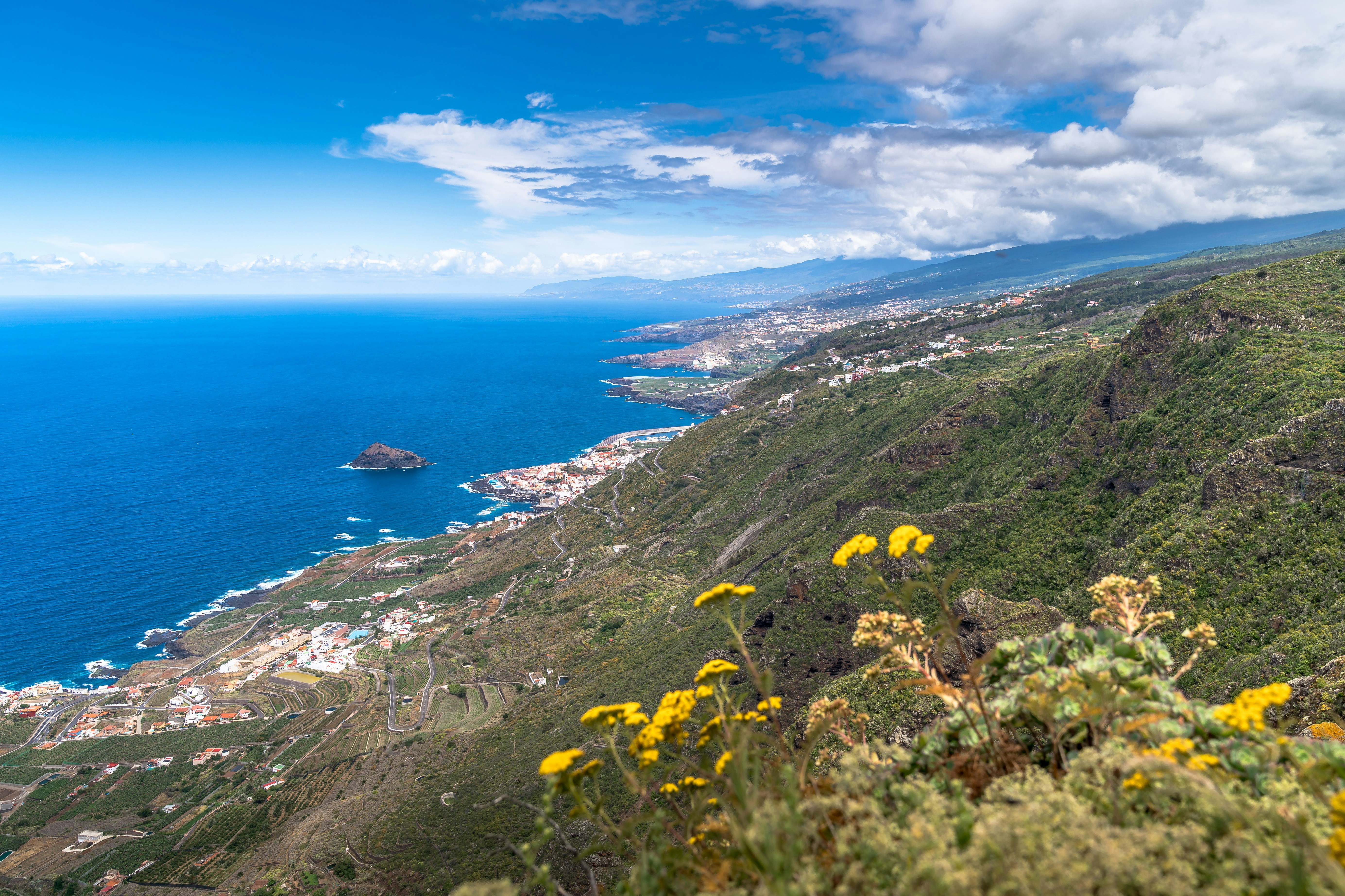 a scenic view of the ocean from a hill