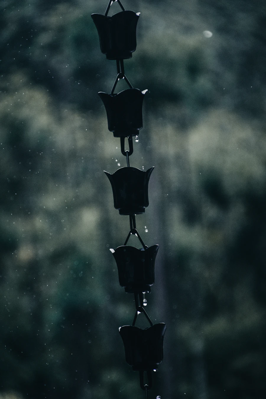 A copper rain chain