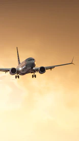 a large jetliner flying through a cloudy sky