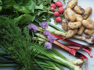 a bunch of vegetables that are on a table