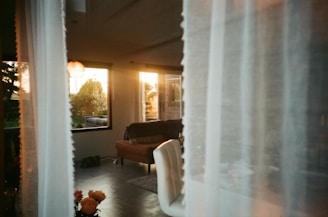 a view of a living room through a window