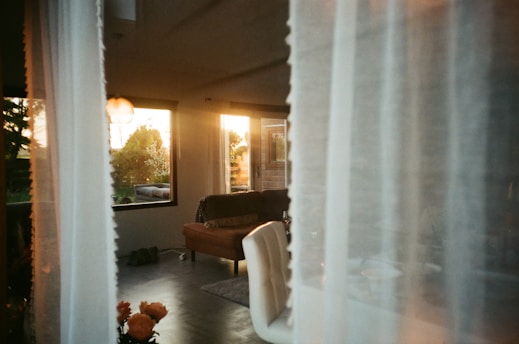 a view of a living room through a window