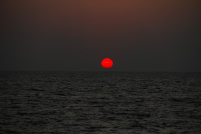 the sun is setting over the ocean on a cloudy day