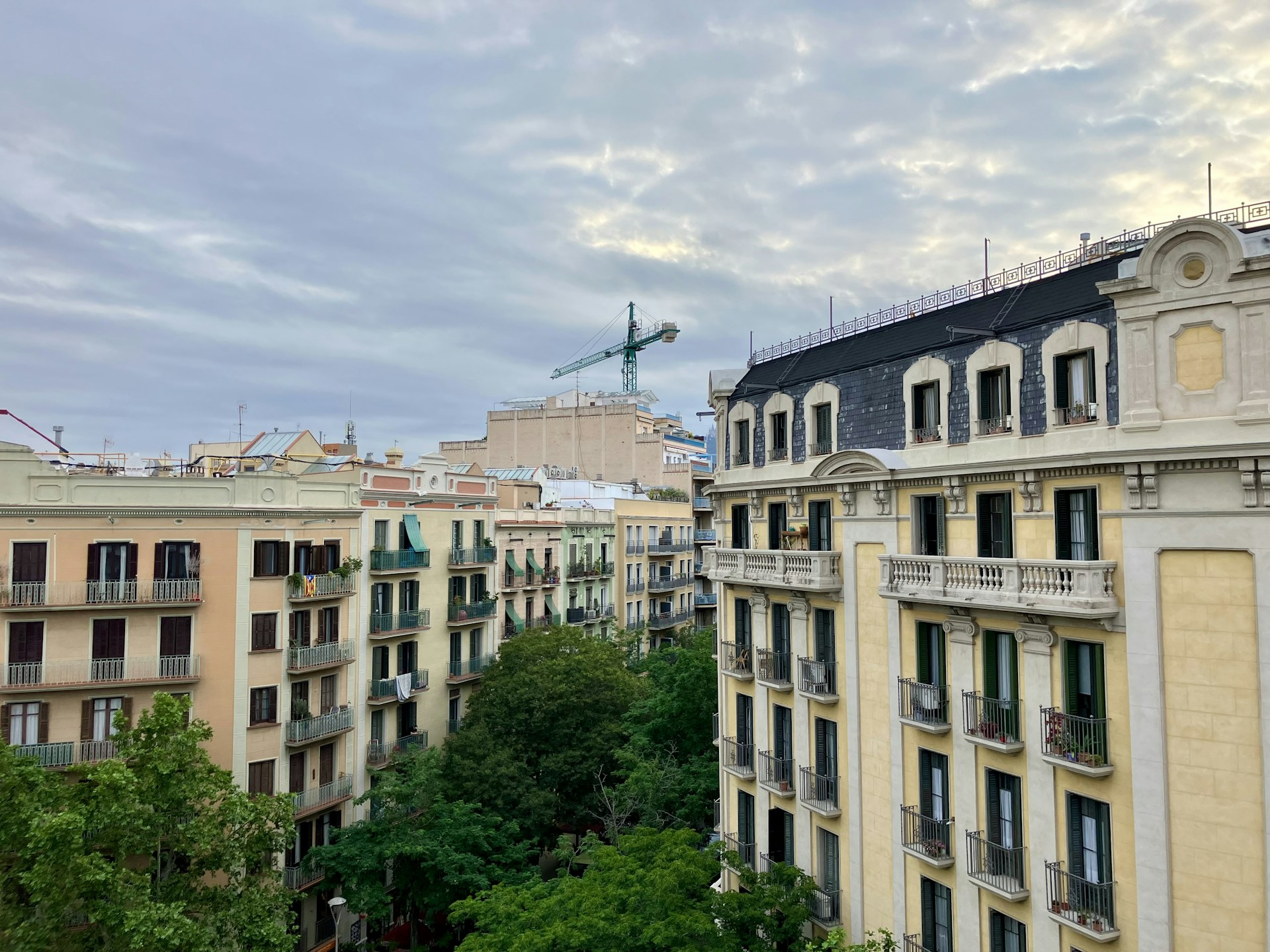 a group of buildings with balconies and balconies on top of them