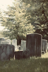 a cemetery with a bunch of headstones in the grass