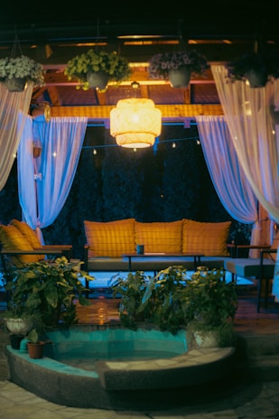 a living room with a couch and a table