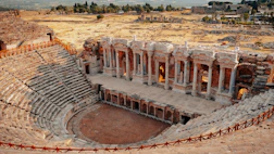 an aerial view of a roman amphit