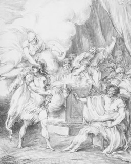 Figures in a dramatic scene with swirling smoke.