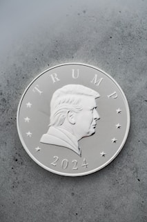 a close up of a coin on a table