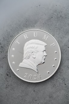 a close up of a coin on a table