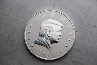 a close up of a coin on a table