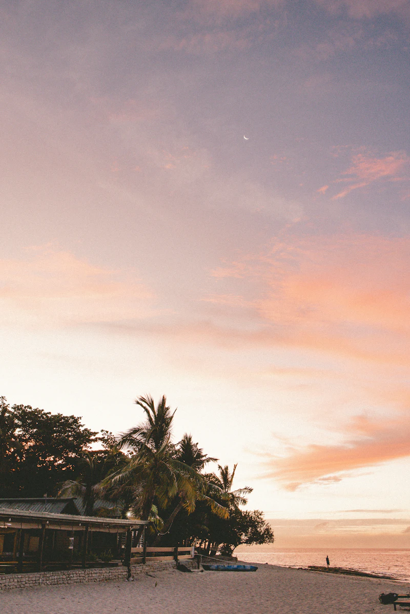 Fijian beach at dusk