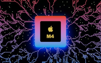 an apple m4 processor in front of a computer circuit
